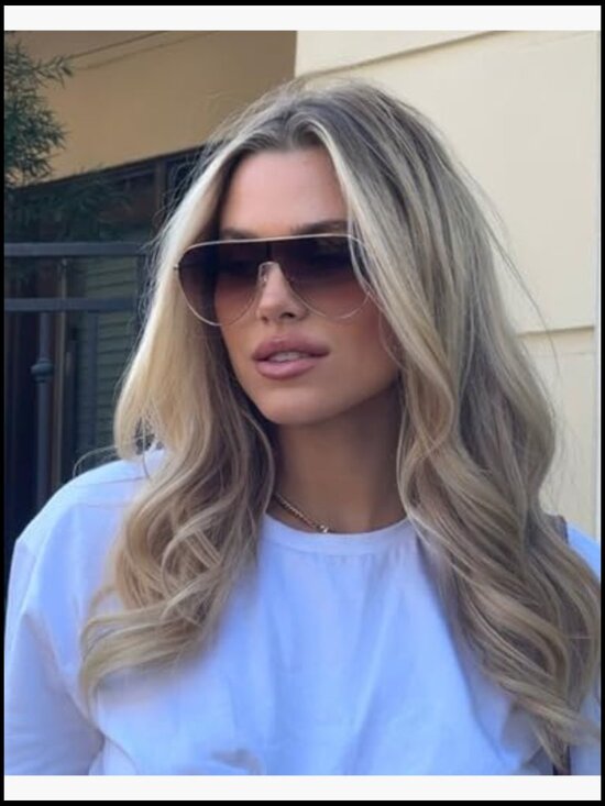 Shield Aviator Sunglasses UV400 Scratch Resistant Oversized Stainless Steel main image 5